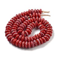 Handmade Nepalese Lampwork Beads, Rondelle, Red, 12~16x5~9mm, Hole: 3.6~5mm, about 90~98pcs/strand, 25~25.98 inch(63.5~66cm)(LAMP-Z008-12F)