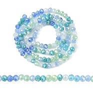 Electroplate Glass Beads Strands, Faceted, Rondelle, Light Sky Blue, 4.5x3.5mm, Hole: 1mm, about 140~143pcs/strand, 18.90 inch~19.29 inch(48cm~49cm)(EGLA-yw0002-C06)