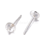 925 Sterling Silver Stud Earring Findings, For Half Drilled Beads, Silver, 12.5x4mm, Pin: 0.8mm(STER-E062-04B-S)