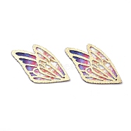 Fashion DIY Earrings Jewelry Accessories, Imitation Metal Cloth Pendants, Wing, Purple, 31x18x0.6mm, Hole: 0.8mm(X-FIND-R083-B05-03)