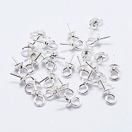 925 Sterling Silver Cup Pearl Bail Pin Pendants, For Half Drilled Beads, Silver, 7x3mm, Hole: 1.5mm, Pin: 0.6mm(STER-F036-04S-3mm)