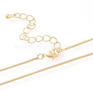 Brass Round Snake Chain Necklaces Making, with Lobster Claw Clasps, Long-Lasting Plated, Golden, 16.34 inch(41.5cm)(MAK-L025-02G)