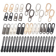 28Pcs 13 Styles Zinc Alloy Zipper Slider, with 20Pcs Plastic Zipper Puller With Strap, for Garment Accessories, Mixed Color, 26.5~64x11~12x4~4.5mm, Hole: 4.5~11x6~9mm(FIND-GL0001-39)