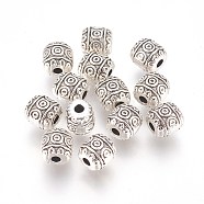 Tibetan Style Alloy Beads, Lead Free & Cadmium Free, Barrel, Antique Silver, 6x6mm, Hole: 1.6mm(LF0888Y)