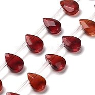 K9 Glass Beads Strands, Top Drilled, Faceted, Teardrop, Dark Red, 9x6x4mm, Hole: 0.9mm, about 40pcs/strand, 16.22''(41.2cm)(GLAA-Q102-02D)