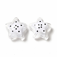 Transparent Glass Beads, with Polka Dot Pattern, Star, White, 13x13x6.5mm, Hole: 1mm(LAMP-M011-05C)
