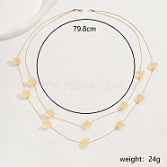 Elegant Stainless Steel Multi-Layer Butterfly Necklace for Women's Party, Real 18K Gold Plated, 31.42 inch(79.8cm)(XD6071)