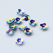Ornament Accessories Disc Plastic Paillette Beads, Sequins Beads, Flower, Mauve, 6x2mm, Hole: 1.5mm, about 7200pcs/120g(PVC-R013-6mm-0430)