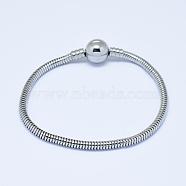 304 Stainless Steel European Style Bracelets for Jewelry Making, Stainless Steel Color, 190x3mm(PPJ-F002-01A)