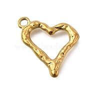 PVD Vacuum Plating 201 Stainless Steel Pendants, Heart Charm, Real 18K Gold Plated, 20x21x3mm, Hole: 2mm(STAS-C111-46G)