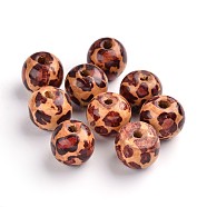 Printed Natural Wood Beads, Round, Coconut Brown, 20x18mm, Hole: 4~5mm, about 458pcs/1000g(WOOD-R243-20mm-B02)