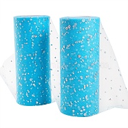 BENECREAT Glitter Sequin Deco Mesh Ribbons, Tulle Fabric, Tulle Roll Spool Fabric For Skirt Making, Light Cyan, 6 inch(15cm), about 25yards/roll(22.86m/roll)(OCOR-BC0008-54)
