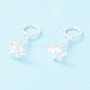 Tiny Sakura 999 Fine Silver Stud Earrings, Exquisite Minimalist Earrings for Girl Women, Silver, 14.5mm, Pin: 0.8mm(EJEW-I260-33S)
