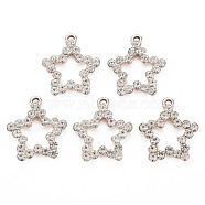 Alloy Pendants, with Crystal Rhinestone, Cadmium Free & Nickel Free & Lead Free, Star, Light Gold, 24x21.5x3mm, Hole: 2mm(PALLOY-N154-34LG-NR)