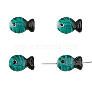 Handmade Lampwork Beads, Fish, Teal, 20x12mm, Hole: 2mm, about 1pc/bag(ANIM-PW0001-086F)