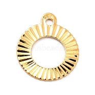 Rack Plating Brass Pendants, Long-Lasting Plated, Ring Charm, Golden, 11.5x10x0.5mm, Hole: 1mm(KK-E067-11G)