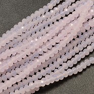 Faceted Rondelle Imitation Jade Glass Beads Strands, Lavender Blush, 3.5x2mm, Hole: 0.5mm, about 148pcs/strand, 14.9 inch(EGLA-J134-3x2mm-C01)
