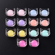 Transparent Acrylic Beads, Bead in Bead, Cat, Mixed Color, 16x18.5x14.5mm, Hole: 3.5mm, about 196pcs/500g(MACR-S373-115-B)