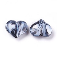 Acrylic Imitation Gemstone Beads, Heart, Black, 20x23x8~8.5mm, Hole: 2.5~2.8mm, about 230pcs/500g(MACR-E205-09G)