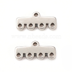 Non-Tarnish 304 Stainless Steel Chandelier Component Links, 5-Loop Connector, Rectangle, Stainless Steel Color, 5x11.5x1.5mm, Hole: 1mm(STAS-A074-02D-P)