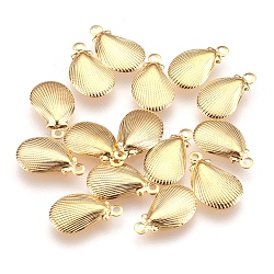 304 Stainless Steel Pendants, Shell, Golden, 12x7.5x1mm, Hole: 1mm(STAS-G176-40G)