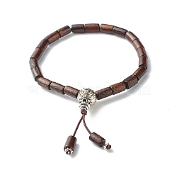 Column Natural Wood Mala Bead Bracelet for Men Women, Gourd Prayer Beads Bracelet, Coconut Brown, Inner Diameter: 2-1/8 inch(5.5cm)(BJEW-JB06903)