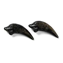 Natural Golden Sheen Obsidian Pendants, Wolf Tooth Shaped Charms, 40x16~16.5x11mm, Hole: 1.4~1.6mm(G-G098-11)