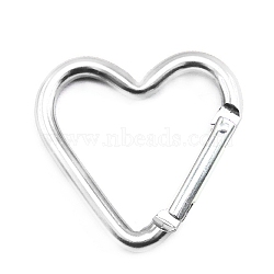 Zinc Alloy Screw Locking Carabiner, Heart, Silver, 43.2x42mm(X-FIND-H002-90A)
