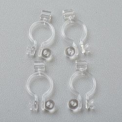 Plastic Clip-on Earring Findings, for Non-pierced Ears, Clear, 14.5x8x1.2mm, Hole: 1mm, Fit for 4mm Rhinestone(KY-P001-03B)