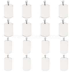 Stainless Steel Pendants, Laser Cut, with Snap on Bails, Stamping Blank Tag, Rectangle, Stainless Steel Color, 36~50x22~28x1.8mm, Hole: 3mm, 16sets/box(STAS-BC0001-04P)