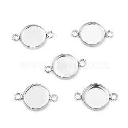 Flat Round 304 Stainless Steel Cabochon Connector Settings, Stainless Steel Color, Tray: 12mm, 21.5x14x2mm, Hole: 2.2~2.5mm(X-STAS-E079-02)