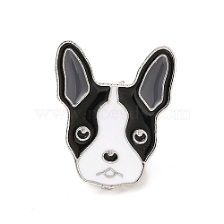 Dog Enamel Pin with Brass Butterfly Clutches, Alloy Badge for Backpack Clothing, Boston Terrier, 25x21x10mm, Pin: 1.1mm(JEWB-A006-04I)