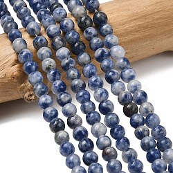 Natural Blue Spot Jasper Beads, Round, Cornflower Blue, 4mm, Hole: 0.8mm, about 87pcs/strand, 15 inch(X-GSR4mmC036)
