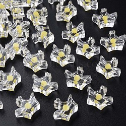 Transparent Acrylic Beads, Bead in Bead, Crown, Yellow, 14x17.5x7mm, Hole: 2mm, about 581pcs/500g(MACR-S373-105-B05)