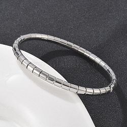 Texture 304 Stainless Steel Bangles for Women, Stainless Steel Color, Inner Diameter: 1-7/8x2-3/8 inch(4.9x6.05cm)(BJEW-Z092-14P)