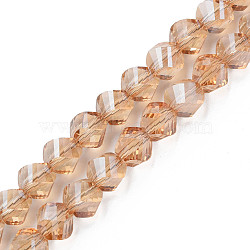 Electroplate Transparent Glass Beads Strands, Faceted, Nuggets, BurlyWood, 8x7mm, Hole: 1.4mm, about 72pcs/strand, 20.08 inch(51cm)(EGLA-N002-39-F01)