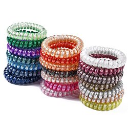 Plastic Telephone Cord Elastic Hair Ties, Ponytail Holder, Mixed Color, 35~39mm(OHAR-Q044-39)
