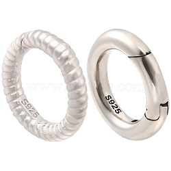 2Pcs 2 Styles 925 Sterling Silver Spring Gate Rings, 1Sheet Double Sided Suede Fabric Silver Polishing Cloth, Antique Silver & Platinum, 12x2~2.5mm, 1pc/style(STER-BBC0008-72)