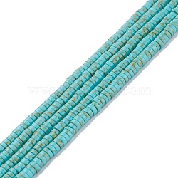 Synthetic Turquoise Beads Strands, Dyed, Heishi Beads, Flat Round/Disc, Light Sea Green, 4x1mm, Hole: 1mm, 15.24~16.06 inch(38.7~40.8cm)(TURQ-Z002-01C)