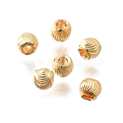 Brass Beads, Round, Real 18K Gold Plated, 3x2.5mm, Hole: 1mm(KK-M318-42G)