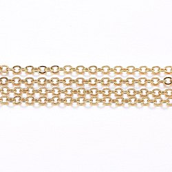 304 Stainless Steel Cable Chains, Soldered, with Spool, Flat Oval, Golden, 1.5x1.2x0.3mm, about 164.04 Feet(50m)/roll(CHS-H020-11G-50M)