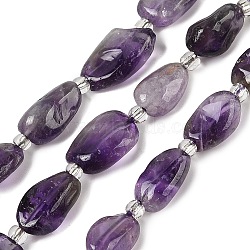 Natural Amethyst Beads Strands, Nuggets, 14~19x8~12.5x6~9mm, Hole: 1mm, about 11pcs/strand, 7.40''(18.8cm)(G-Q023-D01-02)