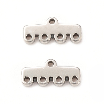 304 Stainless Steel Chandelier Component Links, 5-Loop Connector, Rectangle, Stainless Steel Color, 5x11.5x1.5mm, Hole: 1mm