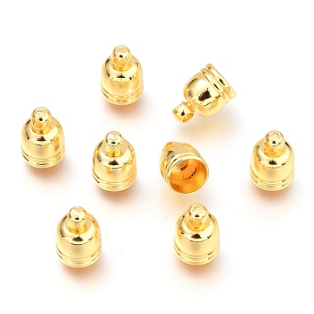 Brass Cord Ends, Long-Lasting Plated, Golden, 10x7mm, Hole: 1.6mm, Inner Diameter: 6mm