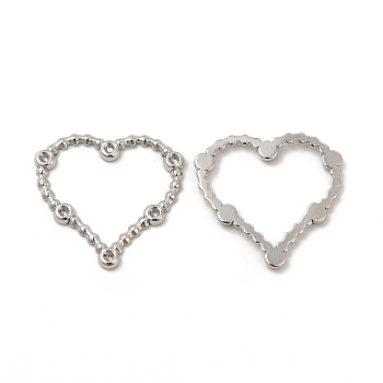 304 Stainless Steel Linking Ring Rhinestone Settings, Heart, Stainless Steel Color, Fit For 1.5mm Rhinestone, 21x22x1.5mm, Hole: 14x17mm