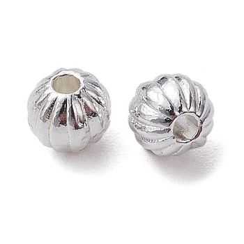 Alloy Spacer Beads, Long-Lasting Plated, Pumpkin Beads, Silver, 4mm, Hole: 1mm