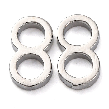 Brass Spacer Baeds, Long-Lasting Plated, 8-Shaped, Platinum, 10x5x1.5mm, Hole: 3mm