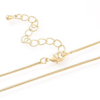 Brass Round Snake Chain Necklaces Making, with Lobster Claw Clasps, Long-Lasting Plated, Golden, 16.34 inch(41.5cm)