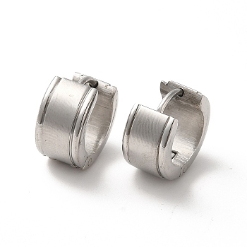 304 Stainless Steel Thick Hoop Earrings, Stainless Steel Color, 12.5x7mm