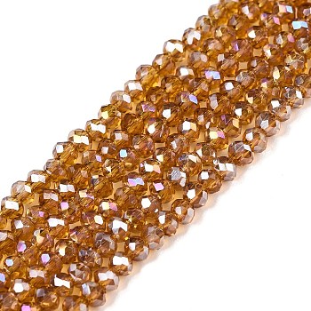 Electroplate Glass Beads Strands, AB Color Plated, Faceted, Rondelle, Peru, 2.3~2.7x2mm, Hole: 0.4mm, about 150~155pcs/strand, 12.60~12.99 inch(32~33cm)